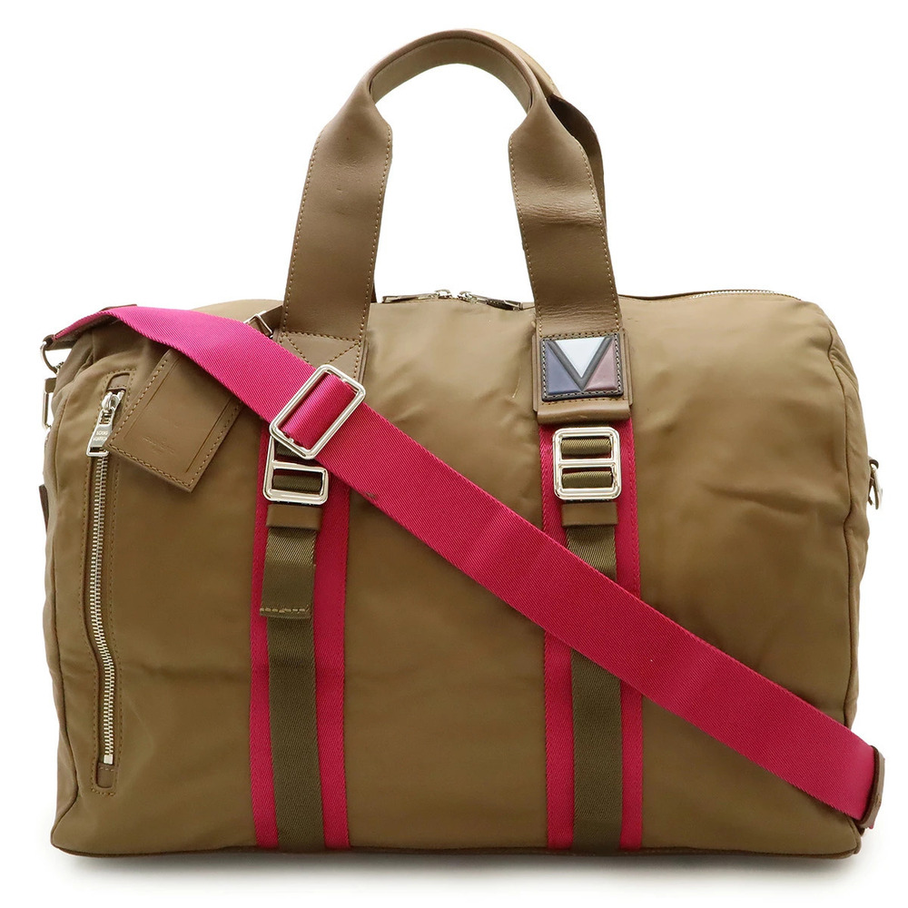 LOUIS VUITTON Start Boston Bag Handbag Shoulder Leather Brown Pink